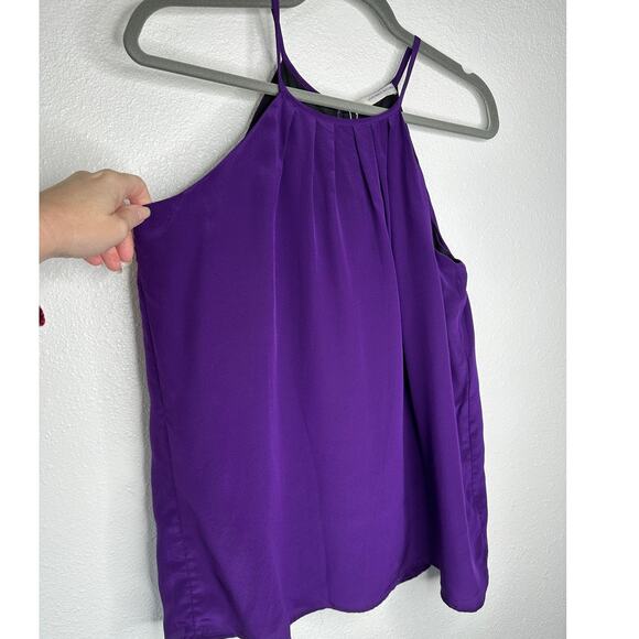 NWT Lavender Brown Purple Silk Front Pleat High Neck Keyhole Back Top L - Picture 3 of 10